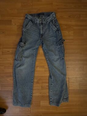 Women’s Aeropostale High Rise Wide Leg Blue Cargo Denim Pants
